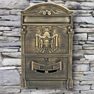 Cutie postala frumoasa din otel galvanizat vopsita cu pulbere culoare aur antic  SN3663-3