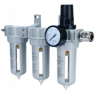 Filtru separator reductor de aer conectori rapizi pentru protectia sistemelor pneumatice