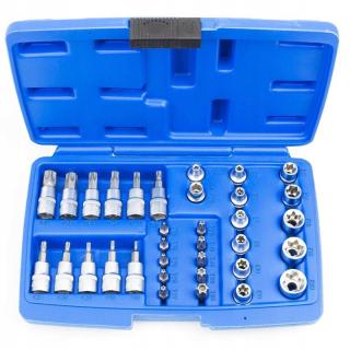 Set de 34 tubulare chei torx din otel CrV, in cutie de depozitare SN1834