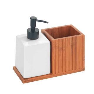 Dispenser detergent lichid de vase cu suport de ustensile din bambus 18,5x8,5x17 cm Wenko Mera 54944100