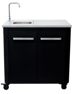 Modul bucatarie de exterior cu doua usi, cu chiuveta, robinet si blat de lucru din inox Cozze negru 90x60x90 cm 90529