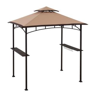 Pavilion gazebo din otel pentru gratar cu copertina Sunjoy Linas 244cm x 152cm maro bej A103002203