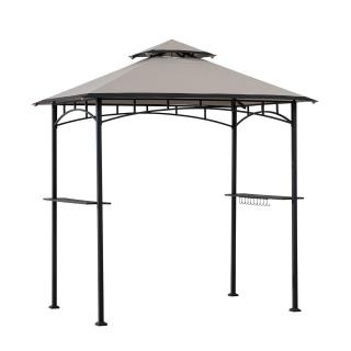 Pavilion gazebo din otel pentru gratar cu copertina Sunjoy Linas 244cm x 152cm negru gri deschis A103002202