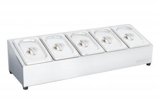 Statie de sosuri cu 5 recipiente si 5 capace din otel inoxidabil Cozze 90325