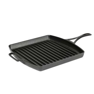 Tigaie grill adanca patrata din fonta cu maner Lodge triplu asezonata Blacklock 29 cm L-BL65GP