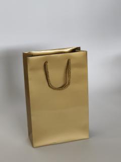 Punga carton AURIU LUCIOS 11x5x15 cm netiparita, PREMIUM, cu maner din snur textil