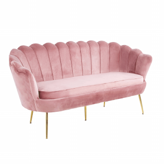 Canapea de lux, 3 locuri, tesatura de catifea roz crom auriu, stil Art-deco, NOBLIN NEW