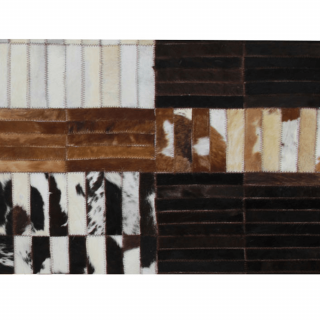 Covor de lux din piele, negru maro alb, patchwork, 201x300, PIELE DE VITA TIP 4