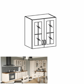 Dulap superior cu sticla, alb pin nordic, ROYAL G60S