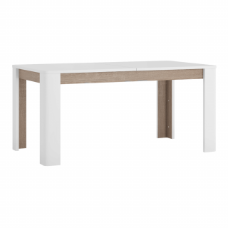 Masa dining extensibila, alb extra lucios HG   stejar Sonoma inchis   trufa, 160-200x90 cm, LYNATET TIP 75