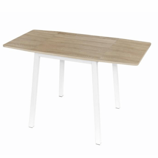 Masa dining, MDF folie metal, stejar sonoma alb, 60-120x75x60 cm, MAURO