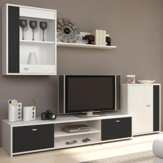 Mobila de living, alba neagra, GENTA