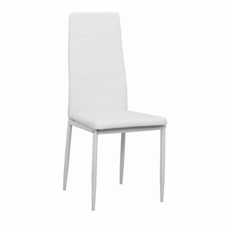 Scaun, piele eco alba metal alb, COLETA NOVA