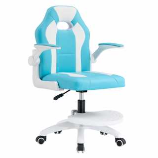 Scaun rotativ cu suport pentru picioare, albastru   alb, RAMIL