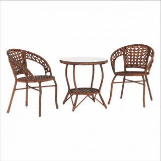 Set de gradina din rattan  1 + 2, maro, JARUB