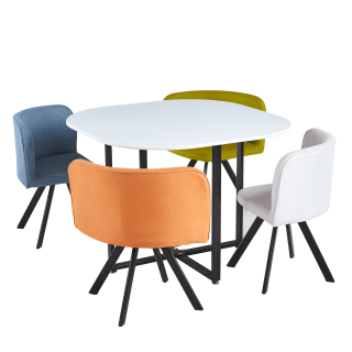 Set de mobilier dining 1+4, alb culori mixte, BEVIS NEW