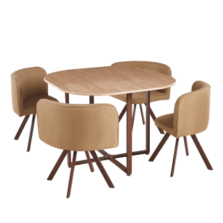 Set de mobilier dining 1+4, maro deschis natural, BEVIS NEW