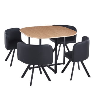 Set de mobilier dining 1+4, stejar negru, BEVIS NEW