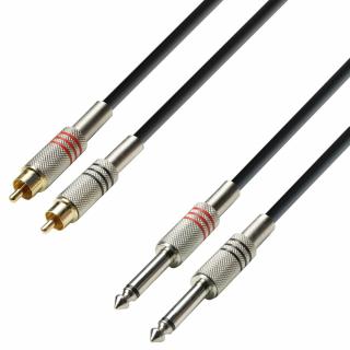 K3 TPC 0100 - Cablu audio cu conectori 2 x Jack 6.3 mm mono   2 x RCA tata AH 1 m