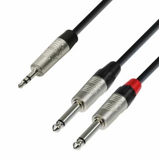 K4 YWPP 0300 - Cablu audio cu conectori Jack 3.5 mm stereo   2 x Jack 6.3 mm mono REAN 3 m