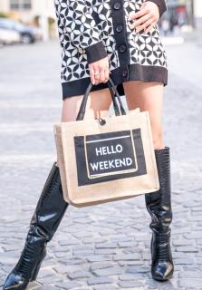 Geanta din iuta, HELLO WEEKEND, Black