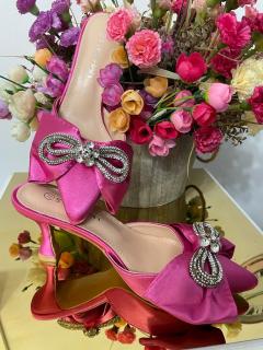 Papuci cu Toc din Satin Riya Pink
