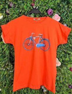 Tricou Orange din Bumbac cu Imprimeu Funny