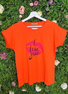 Tricou Orange din Bumbac, I Love you