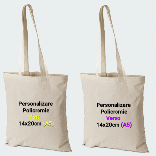 Sacose Bumbac Natur Personalizate. Dimensiuni 38x42 cm, toarte lungi, 140 g mp