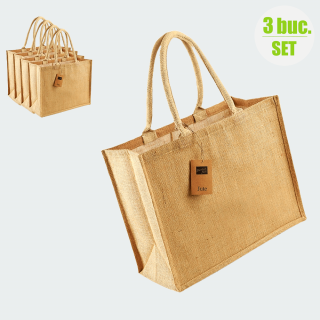 Sacose Iuta Natur 42x33x19 cm cu toarte - set 3 bucati