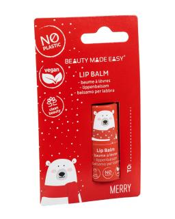 Balsam de buze vegan, zero plastic, Merry, Editie Limitata de Craciun, Beauty Made Easy, 5,5 g