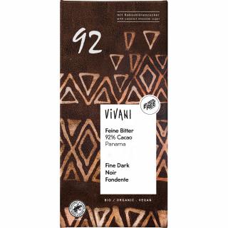 Ciocolata amaruie bio 92% cacao si zahar din flori de cocos, vegana