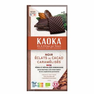 Ciocolata neagra 70% cu boabe de cacao caramelizate 100g