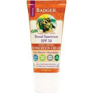 Crema protectie solara spf 30, cu mandarine si vanilie, pt. copii, Badger, 87 ml