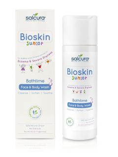 Gel de dus Bioskin Junior, fata si corp, pt bebelusi si copii, piele uscata cu eczeme, Salcura, 200 ml