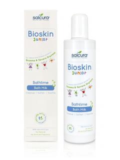 Lapte de baie Bioskin Junior pt bebelusi si copii, piele foarte sensibila, uscata cu eczeme, Salcura, 200 ml