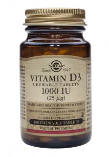 Vitamina D-3 1000 IU, 100 tablete, masticabile