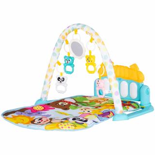 Covoras de joaca cu pian Chipolino Zoo Party blue