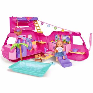 Papusa Simba Evi Love 12 cm Holiday Camper cu rulota si accesorii