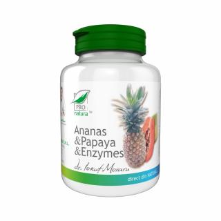 Ananas, Papaya si Enzymes, 100 comprimate, Medica