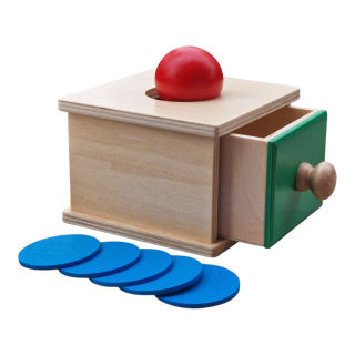 Cutia Permanentei Montessori - 2 in 1 - cu minge si discuri din lemn
