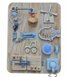 Placa senzoriala de activitati tip Montessori (Busy Board)