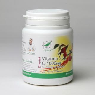 Vitamina C 1000 mg Zmeura cu macese si acerola, 100 comprimate, Medica