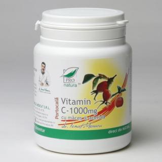 Vitamina C 1000mg cu Maces  Acerola, aroma Portocale, 100 comprimate, Medica