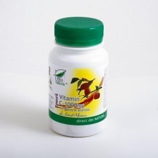 Vitamina C 1000mg cu macese si acerola cu zmeura, 60 comprimate, Medica