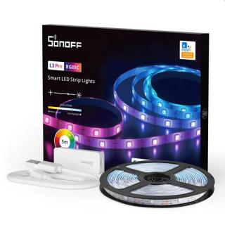 Banda LED Sonoff Wifi RGBIC L3-Pro, 5m, Smart, Bluetooth, Sincronizare Muzica, 30 LED m, Alimentare USB