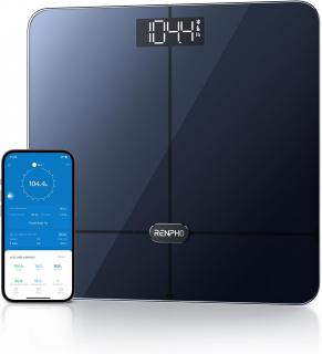Cantar de baie Smart Renpho R-A016,  Bluetooth, Maxim 180Kg, negru,mod de sarcina, 13 masuratori, BMI, Compatibil cu Samsung Health, Apple Health, Google Fit and Fitbit sync. - Resigilat
