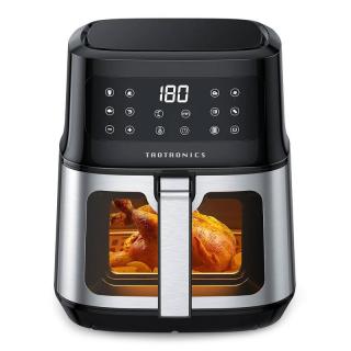 Friteuza cu aer cald, fara ulei TaoTronics TT-AF011 Air Fryer, 1200W, 5L, Geam transparent, Control tactil, 8 Programe Presetate