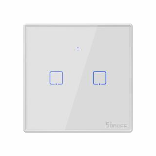 Intrerupator Smart  cu Touch WiFi + RF 433 Sonoff T2 EU TX, (2 canale)