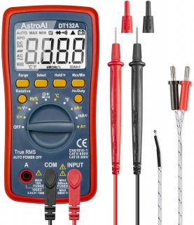 Multimetru digital AstroAI DT132A, TRMS 4000 Counts, Masurarea Tensiunii, Intensitatii, Rezistentei, Testarea Continuitatii, Auto-Range, Temperatura, Gentuta